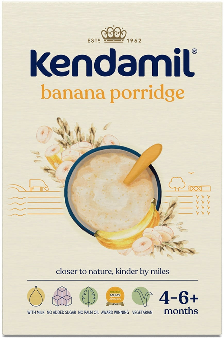 KENDAMIL MILK PORRIDGE MIX 1x BANANA, 1x OATS, 1x FOREST FRUIT, 1x BROCCOLI Packaging status original