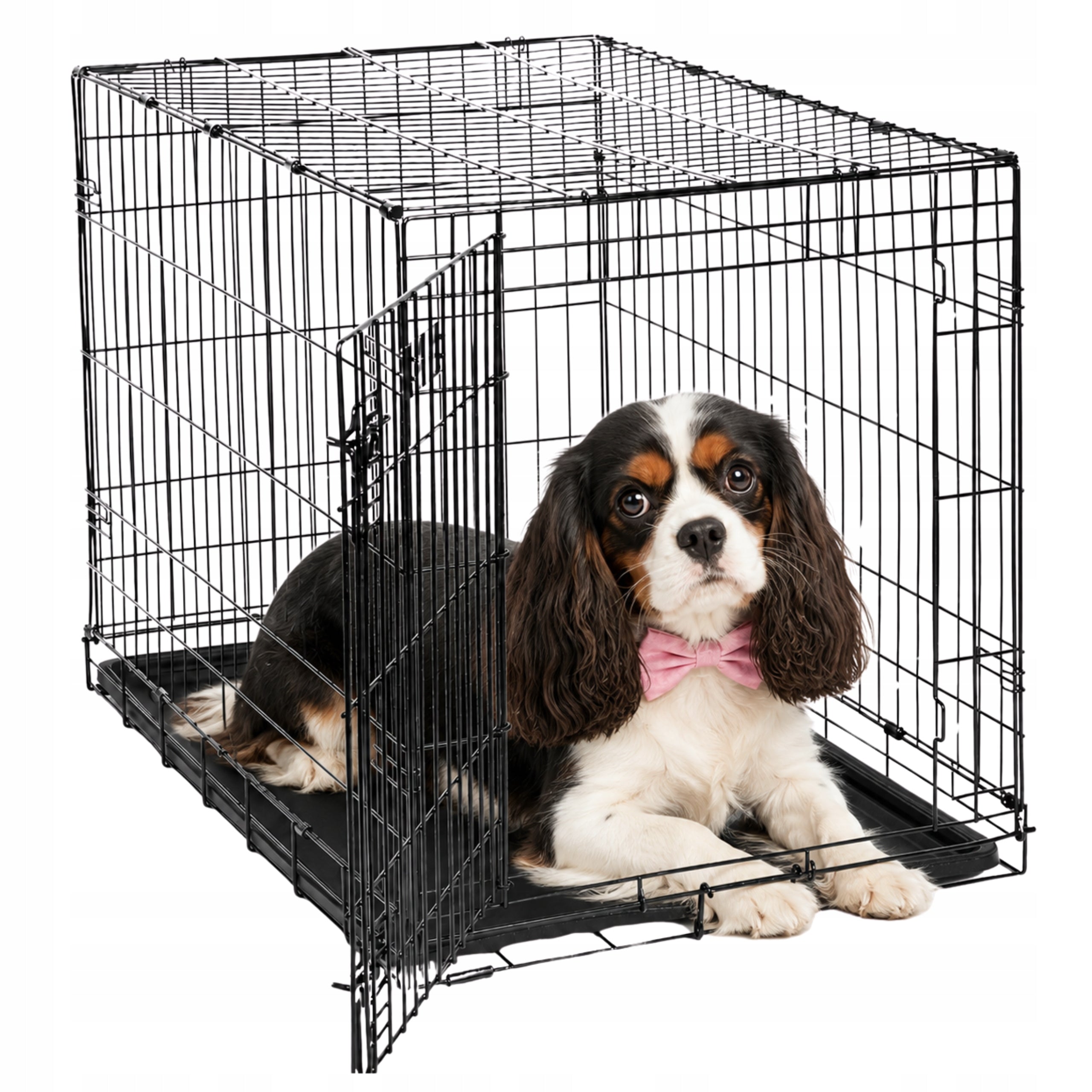 KENNEL CAGE TRANSPORTER CAT ANIMAL DOG ENCLOSURE SMALL BLACK 46CM