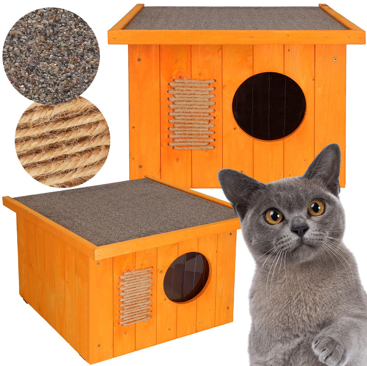 KENNEL DOG BOOTH WOODEN BED + CURTAIN HOUSE SCRATCHING POST 58x50 cm Packaging status original