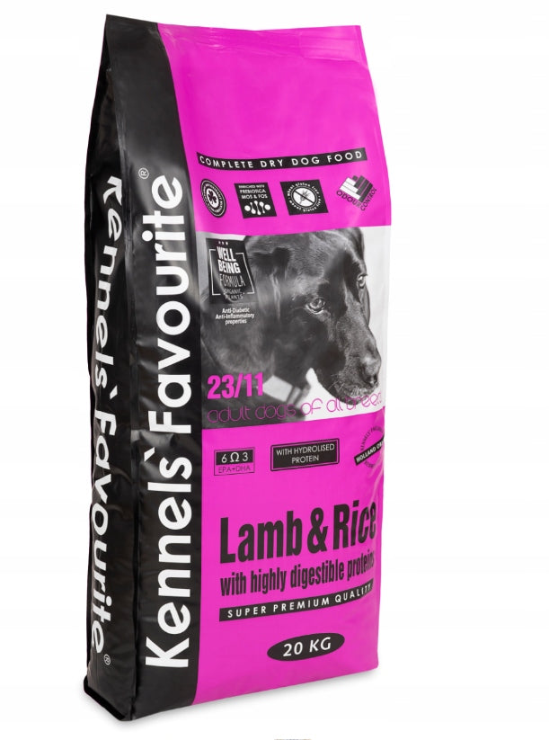 KENNELS' FAVOURITE Lamb & Rice 20KG 23/11 + FREEBIE