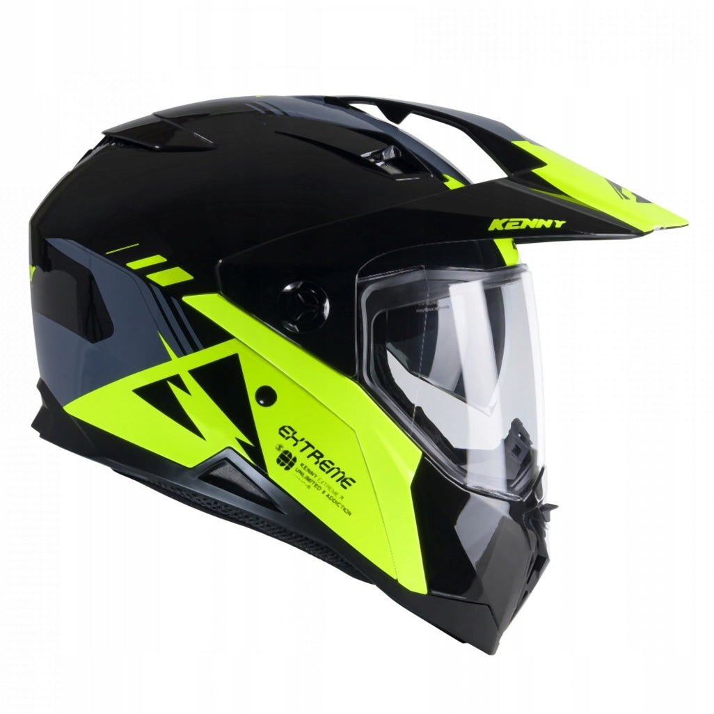 KENNY RACING MOTORCYCLE HELMET DUAL ADVENTURE EXTREME BLACK GREY YELLOW M