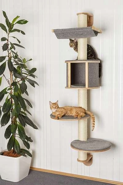 Kerbl Kratzbaum für Katzen Dolomit Tofana, an der Wand montiert, grau, 168cm 