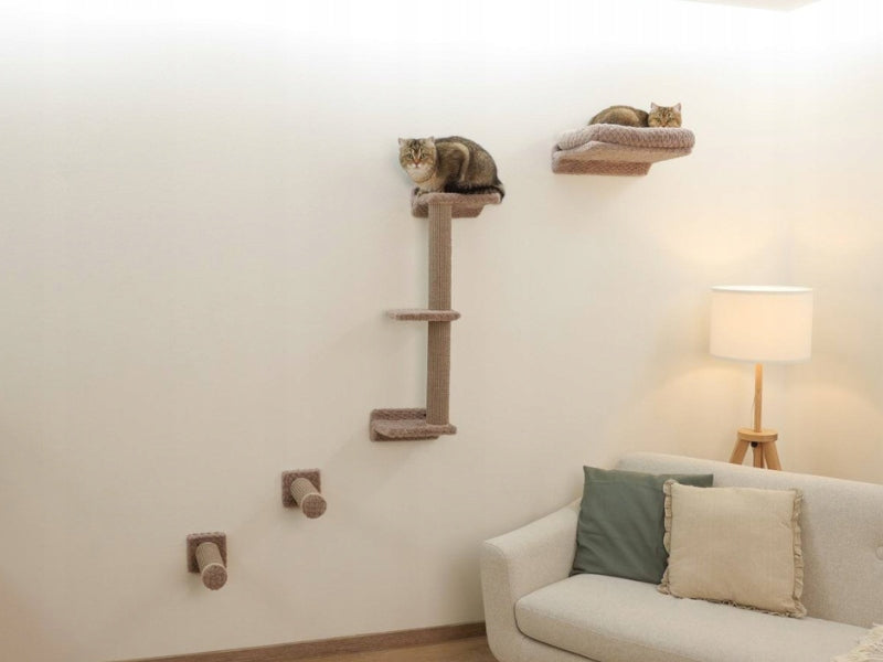 KERBL Monte Alpi Cat set bed shelf sisal scratching post for wall 8 el Color brown