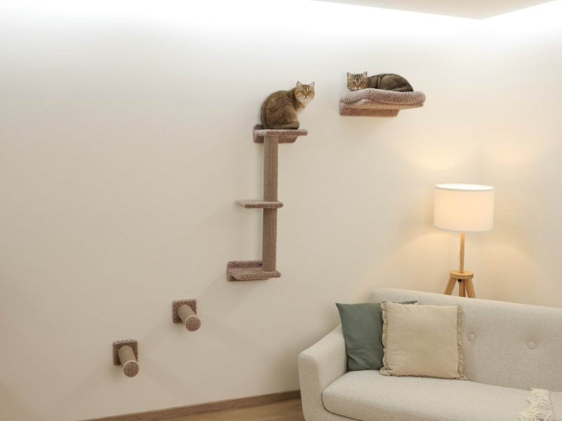 KERBL Monte Alpi Cat set bed shelf sisal scratching post for wall 8 el Kind floor-to-ceiling cat tree tall scratching post bed scratching post scratching tower