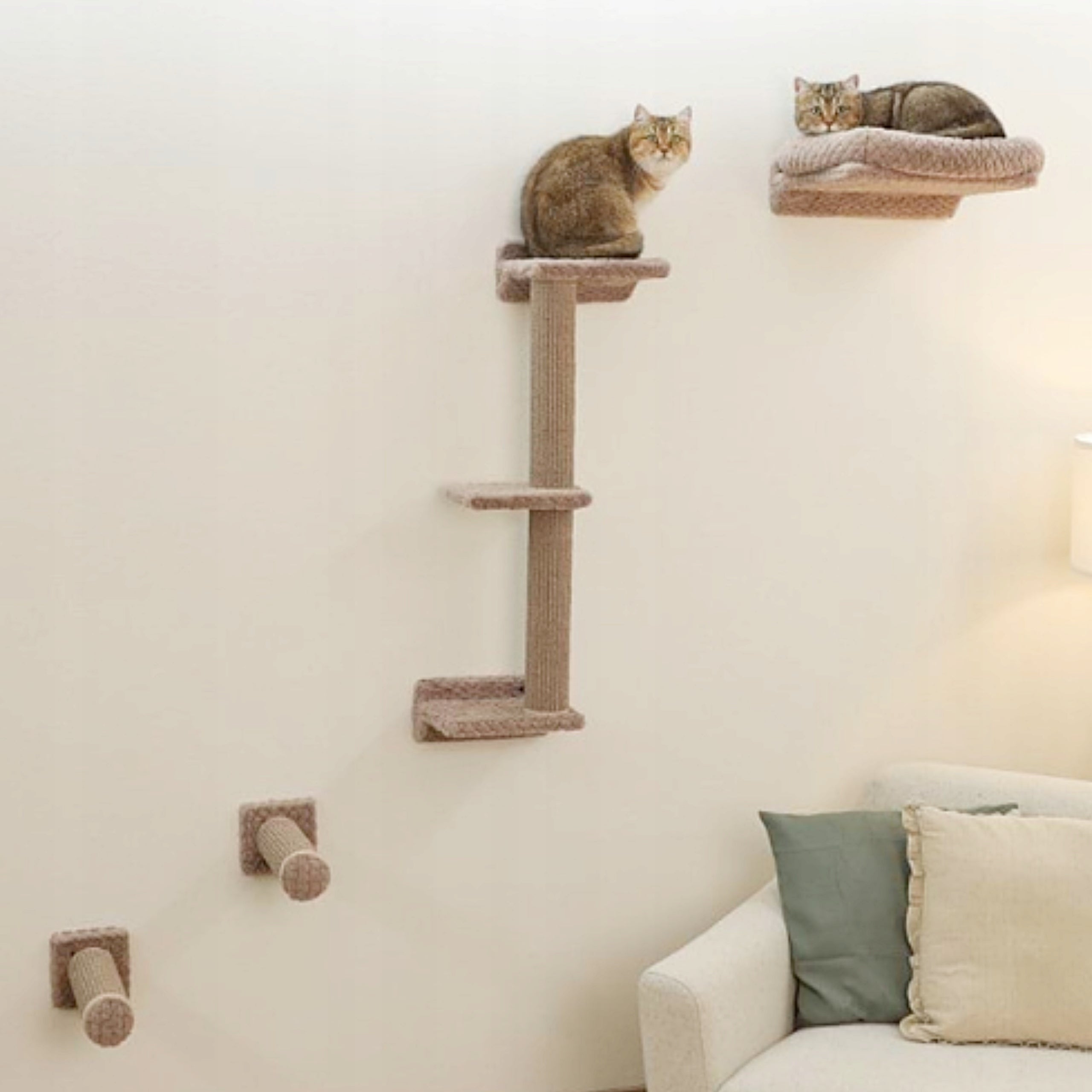 KERBL Monte Alpi Cat set bed shelf sisal scratching post for wall 8 el
