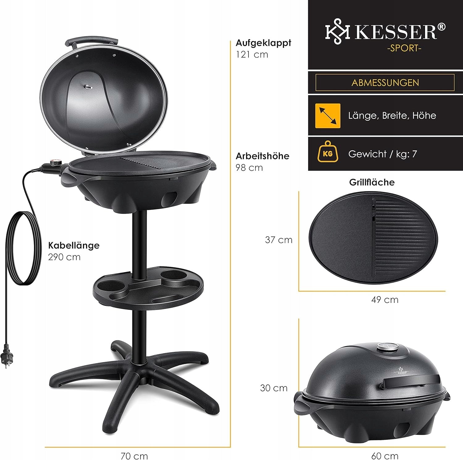 KESSER KSG-5987 Stylish Modern Electric Grill Powerful 2400W Black Manufacturer code 4260692719208