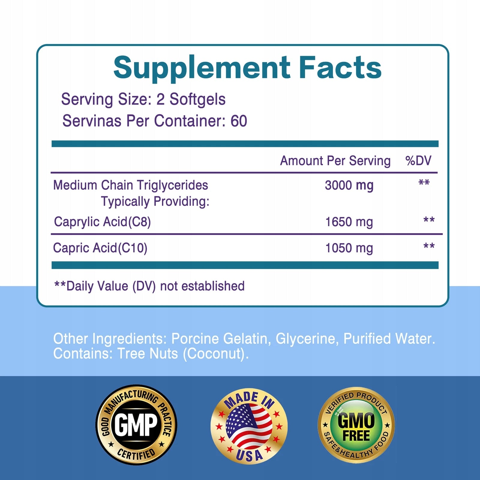 KETO MCT 3000 mg – Coconut oil, C8 C10, fat burner, carb blocker Expiration date at least 1 year from the date of purchase