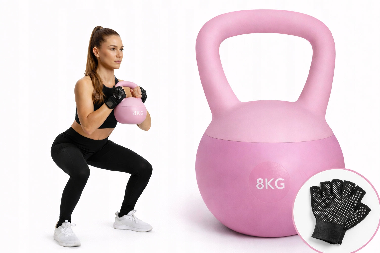 KETTLEBELL 8 kg soft ketle ball+ dumbbell gloves FITNESS training roses Brand no brand