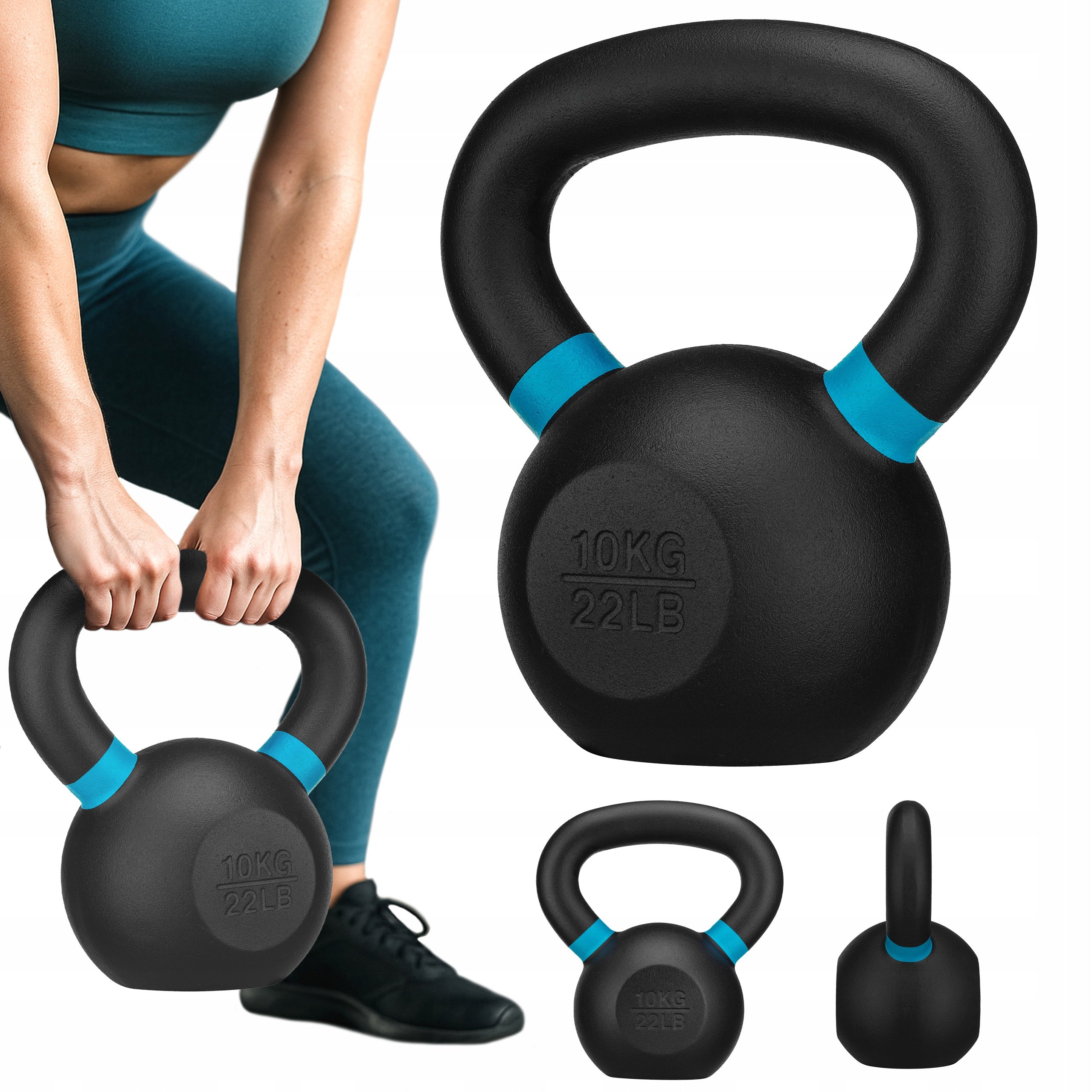 KETTLEBELL DUMBBELL CAST IRON FOR STRENGTH EXERCISES WEIGHT 10 KG GYMTEK