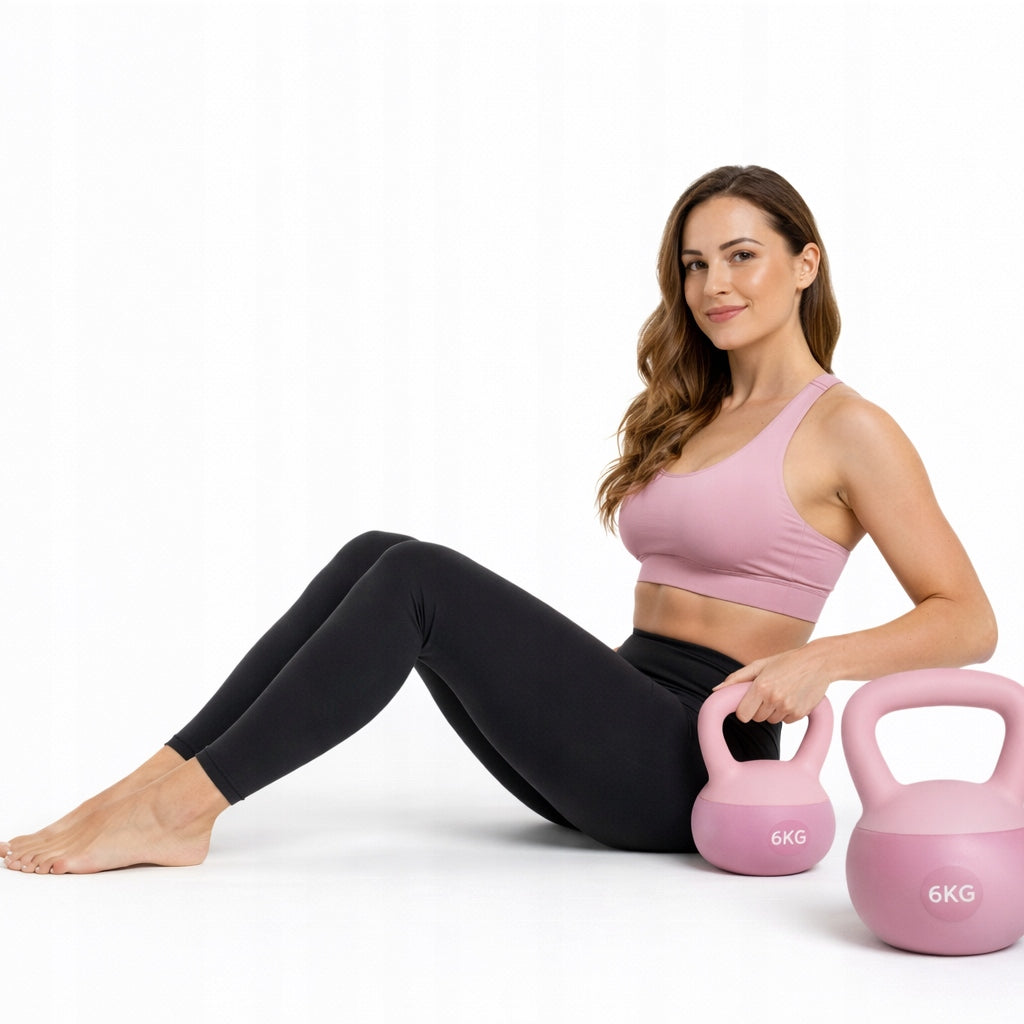 KETTLEBELL Training Ball Fitness Dumbbell Pink 6kg Rubberized Weight Model 6kgrozowy
