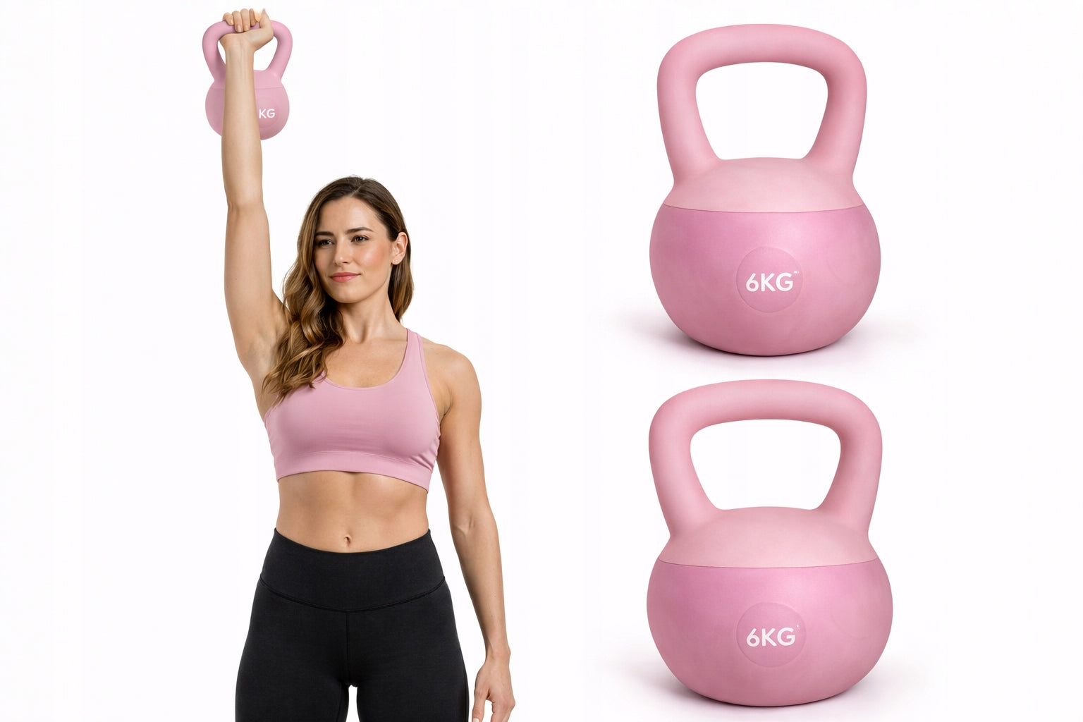 KETTLEBELL Training Ball Fitness Dumbbell Pink 6kg Rubberized Weight Weight 6 kg