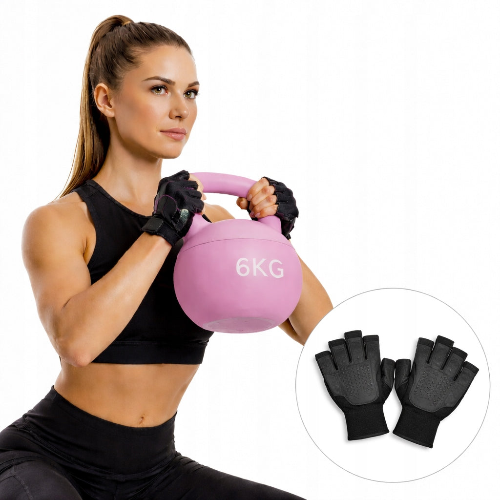 KETTLEBELL Training Ball Fitness Dumbbell Pink 6kg Rubberized Weight