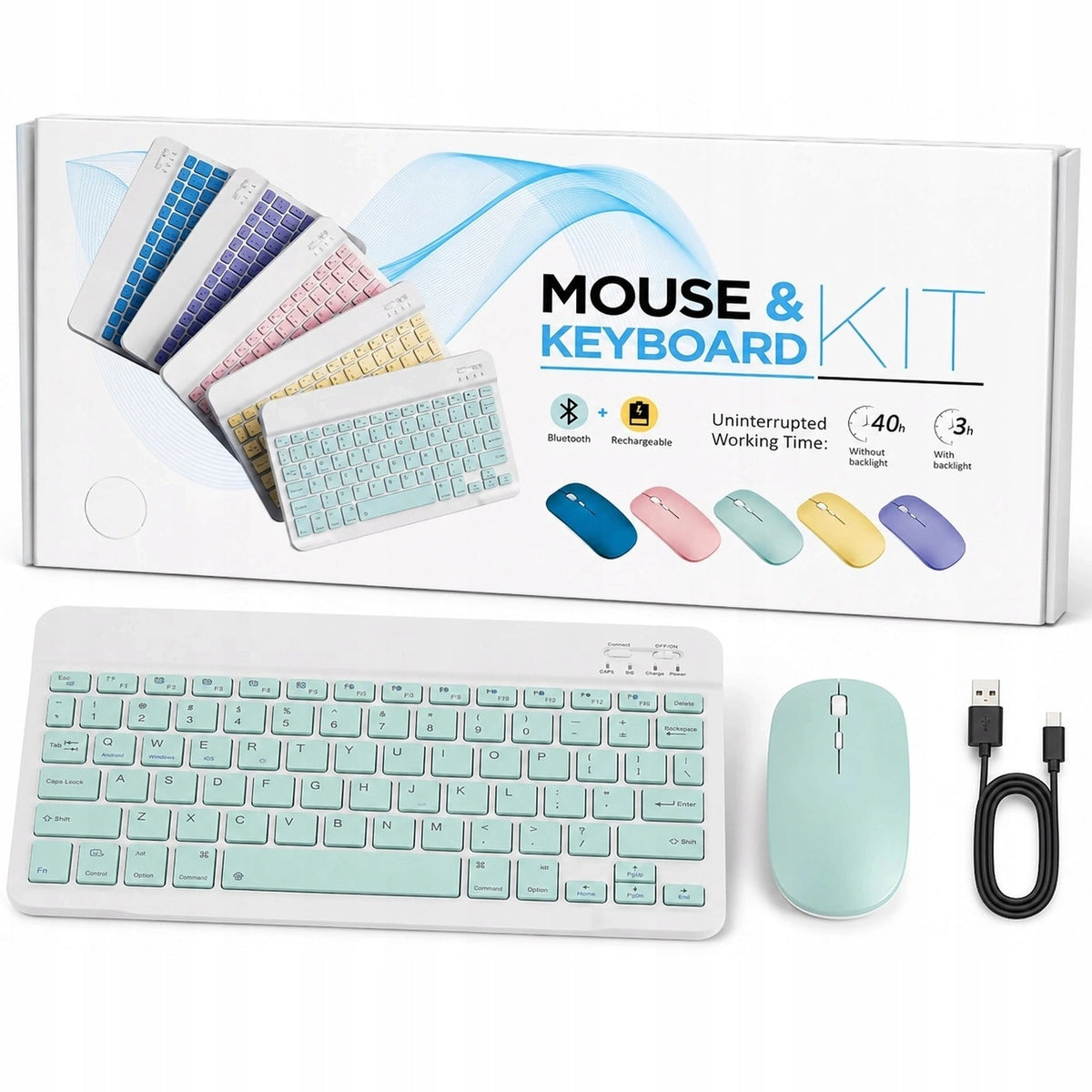 KEYBOARD AND MOUSE WIRELESS BLUETOOTH MINI SLIM SET FOR PC LAPTOP TAB