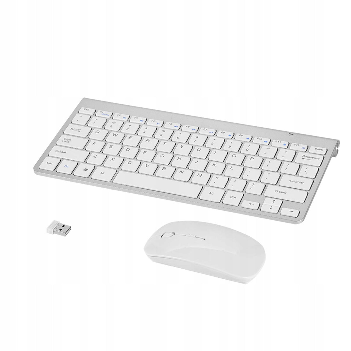 KEYBOARD AND MOUSE WIRELESS MOUSE SET USB MINI SLIM SILVER