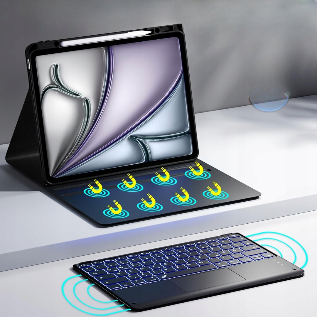 KEYBOARD FOR IPAD AIR 13 MAGNETIC CASE TOUCHPAD QWERTZ RGB GAMING Packaging status original
