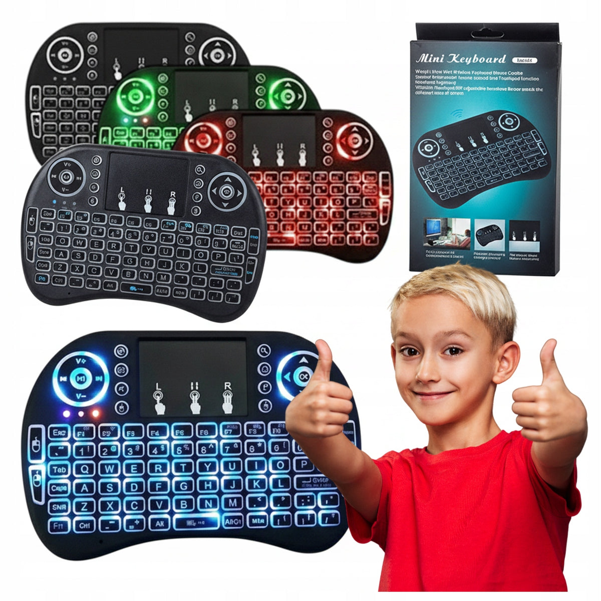 KEYBOARD MINI BACKLIT WIRELESS TV LED TOUCHPAD FULL QWERTY