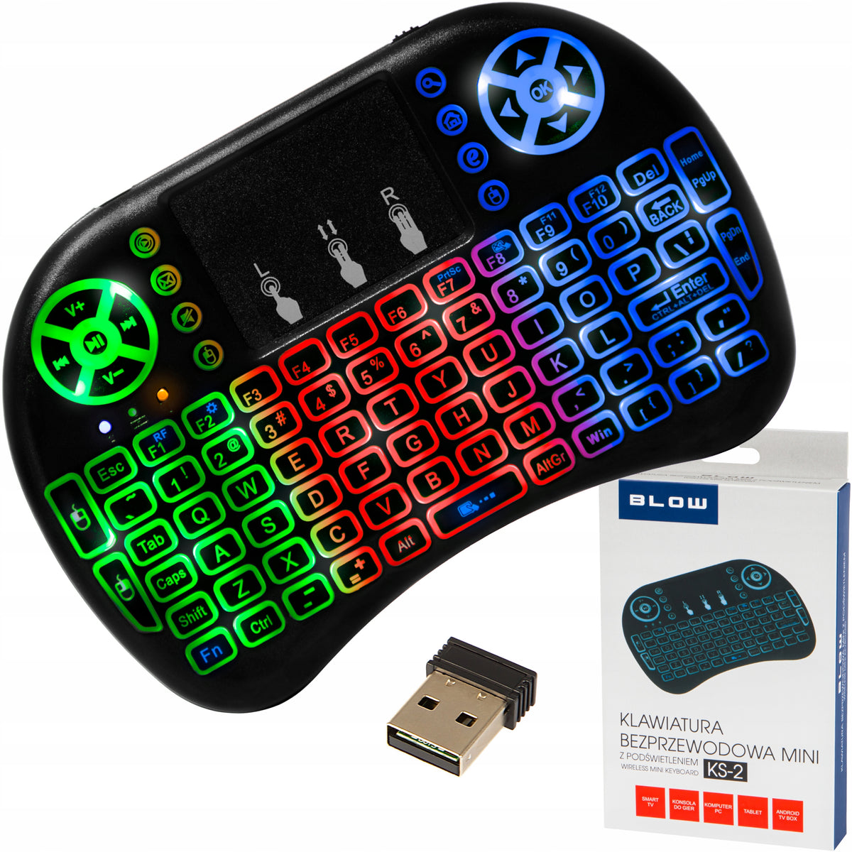 KEYBOARD MINI SLIM WIRELESS SMART TV PC LED BACKLIGHT TOUCHPAD