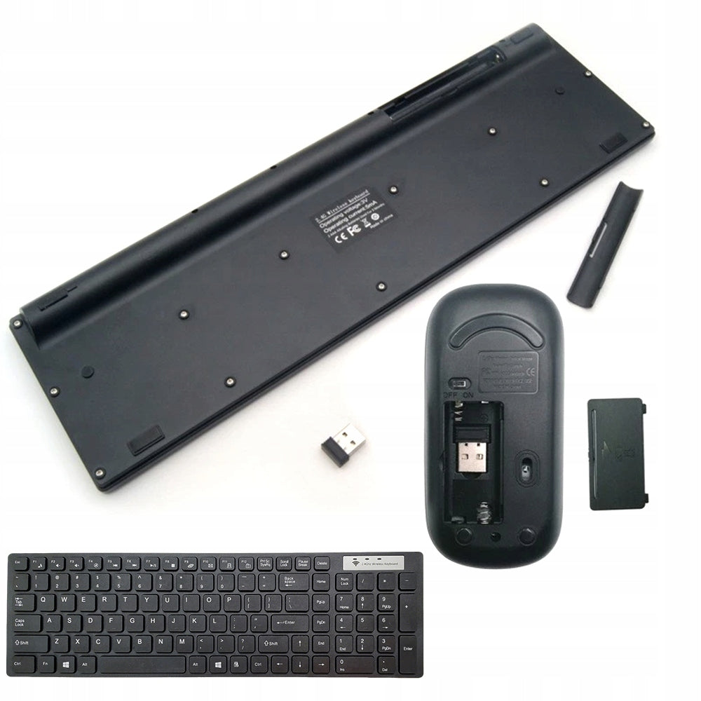 KEYBOARD MOUSE SET WIRELESS ERGONOMIC BLACK FOR LAPTOP PC USB Manufacturer no brand
