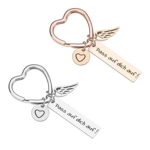 KEYCHAIN HEART GUARDIAN ANGEL FOR COUPLE ENGRAVING GIFT 2 PCS FOR HOME Brand no brand