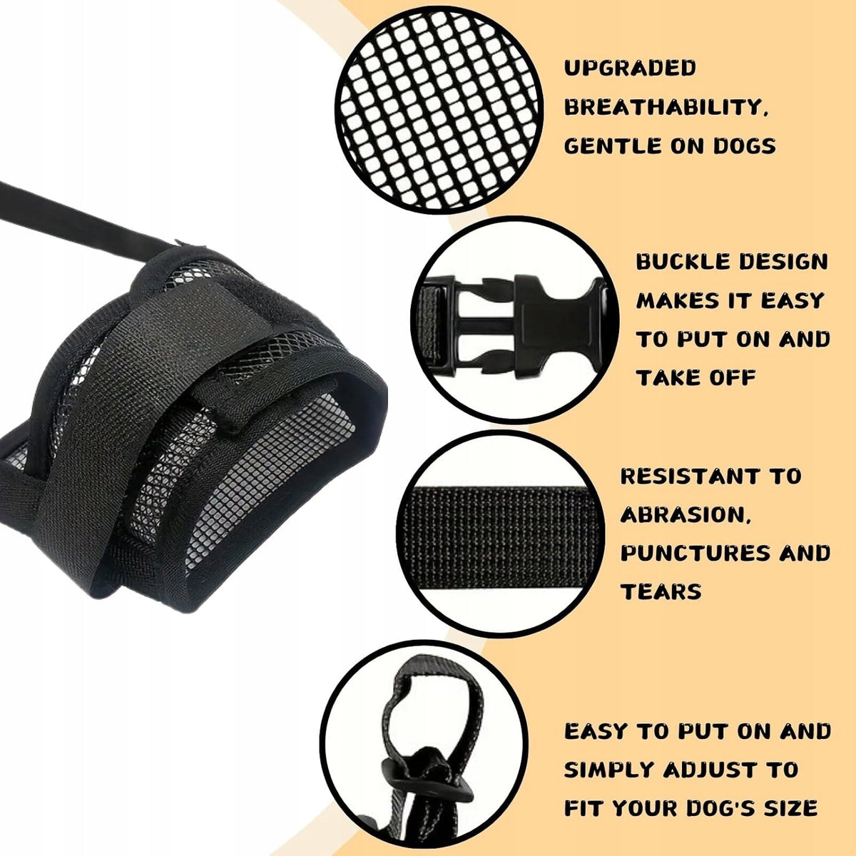 KEYRI DOG MUZZLE ADJUSTABLE SOFT BREATHABLE BLACK Manufacturer code KAGANIEC DLA PSA KEYRI REGULOWANY MIĘKKI