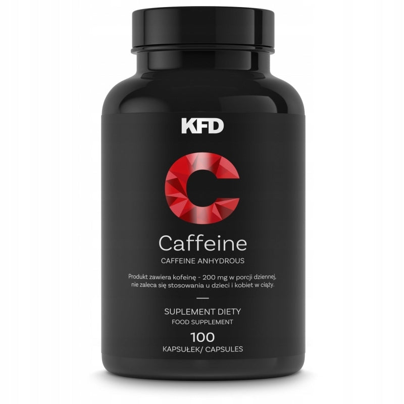 KFD Caffeine Anhydrous 200 mg 100 Capsules Energy Strength Concentration