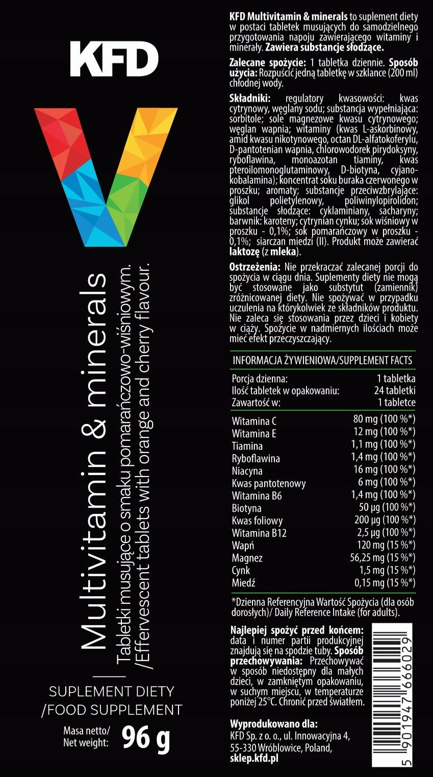 KFD Multivitamin and minerals 24 effervescent tablets flavour: orange-cherry Manufacturer code 5901947666029