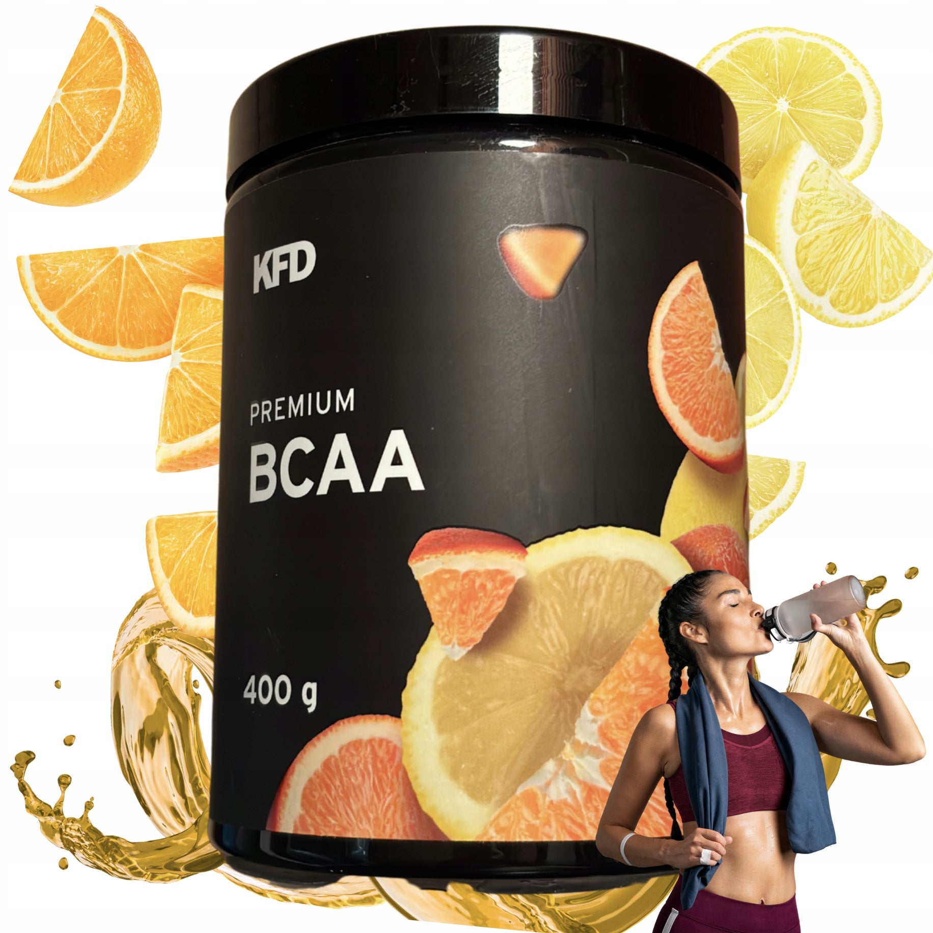 KFD Premium BCAA 2:1:1 400g orange lemon large amino acids 80 servings