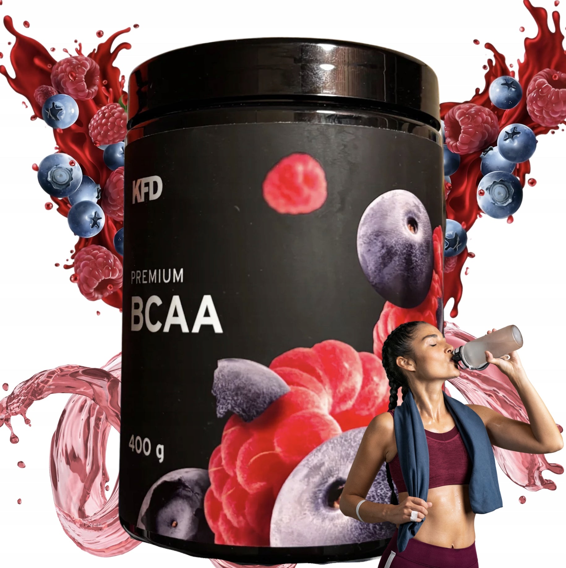 KFD Premium BCAA 2:1:1 400g raspberry berry amino acids regeneration 80 servings
