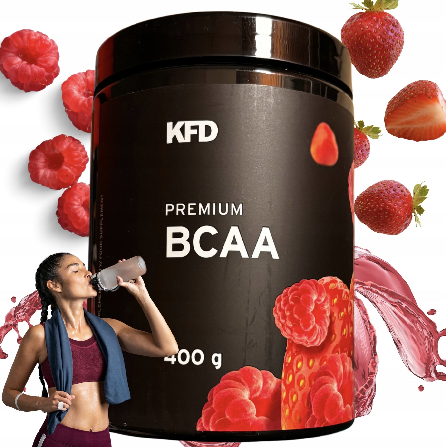 KFD Premium BCAA 2:1:1 400g strawberry raspberry amino acids regeneration 80 pores
