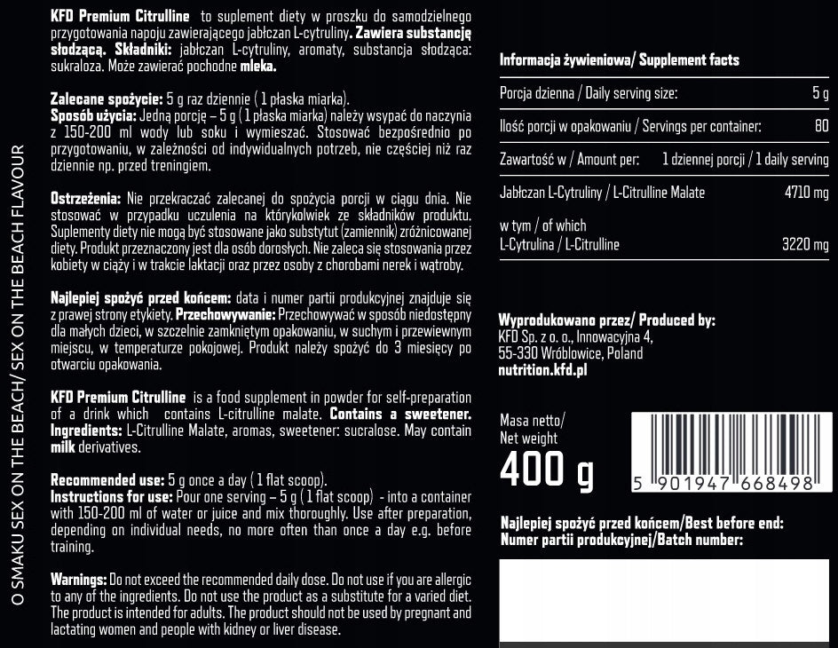 KFD Premium Citrulline 400 g Sex on the beach Packaging status original