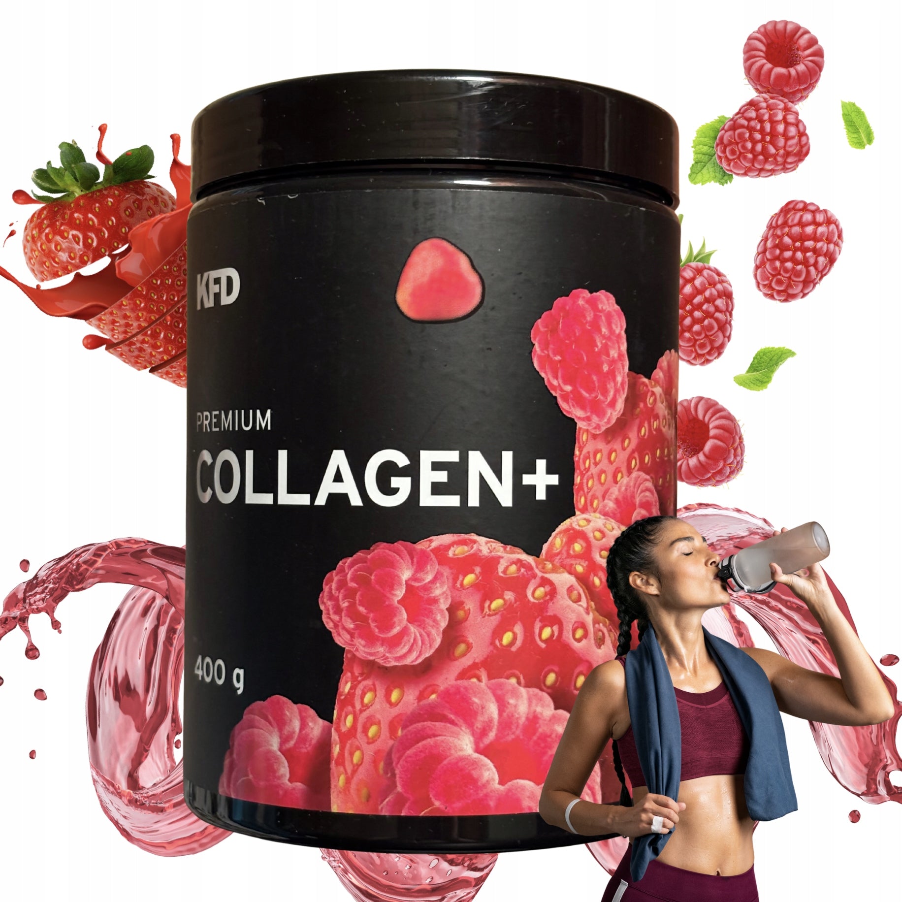 KFD Premium Collagen+ 400g strawberry raspberry collagen MSM D3 joints skin