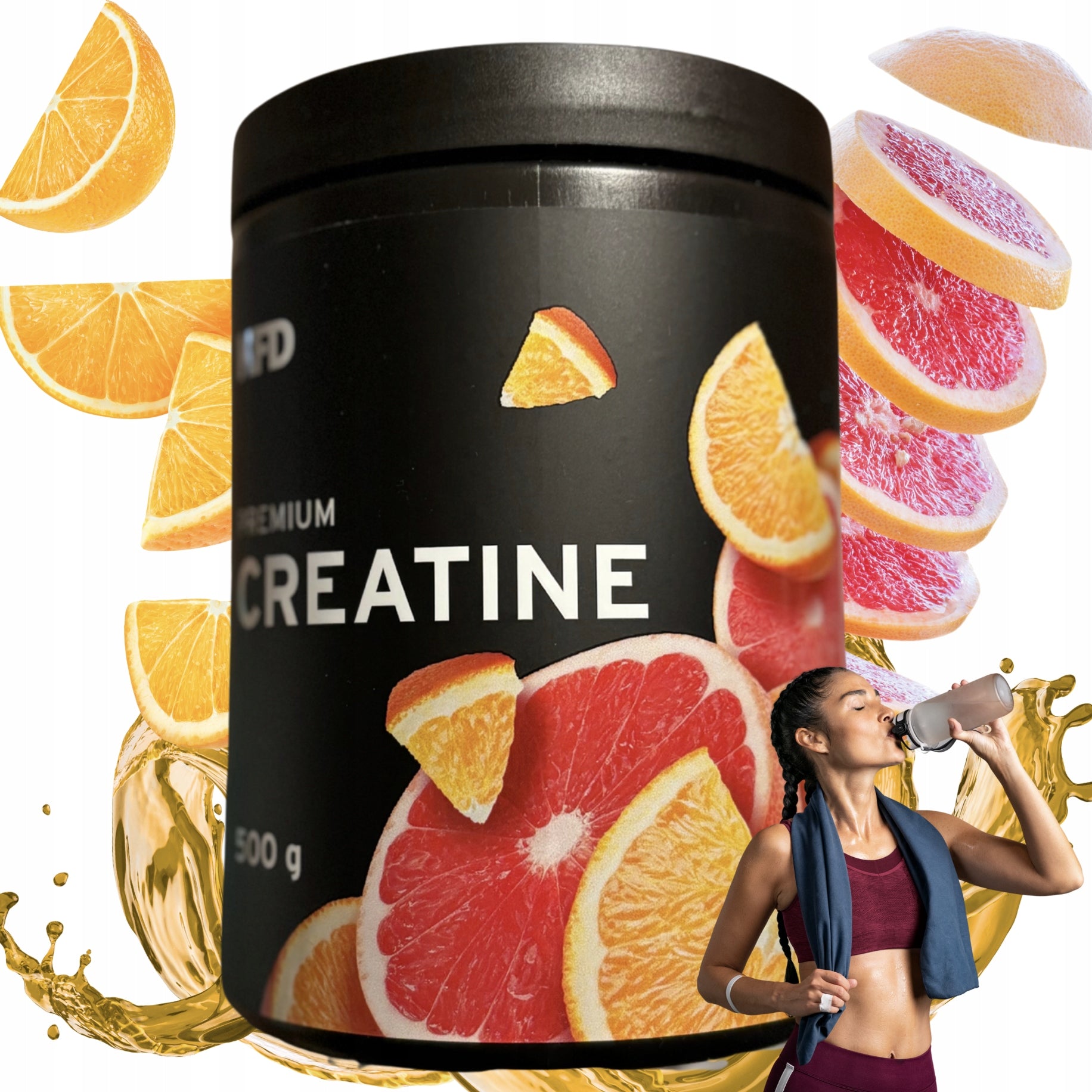 KFD Premium Creatine 500g orange grapefruit creatine monohydrate 100portion