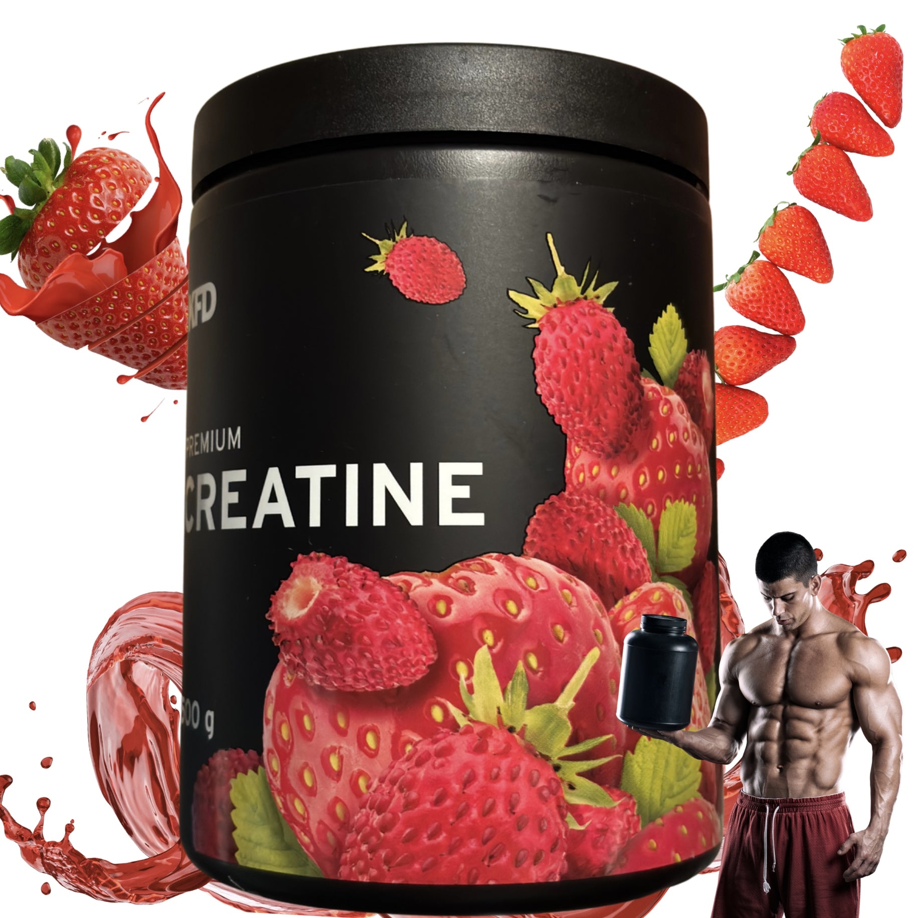 KFD Premium Creatine 500g strawberry creatine monohydrate 100 servings