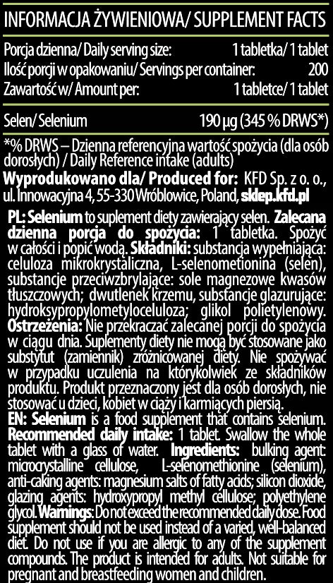 KFD Selenium 200 tab. Manufacturer code 5901947666616