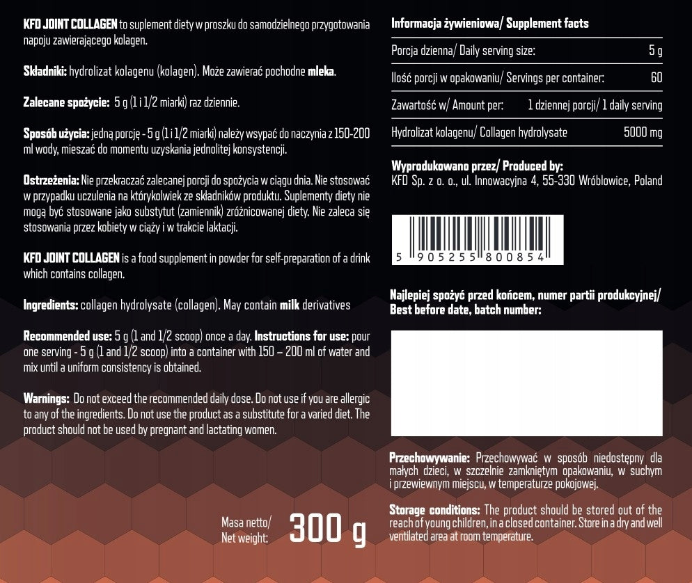 KFD ULTRA PURE JOINT COLLAGEN (Fortigel collagen without additives) - 300 g Expiration date at least 1 year from the date of purchase