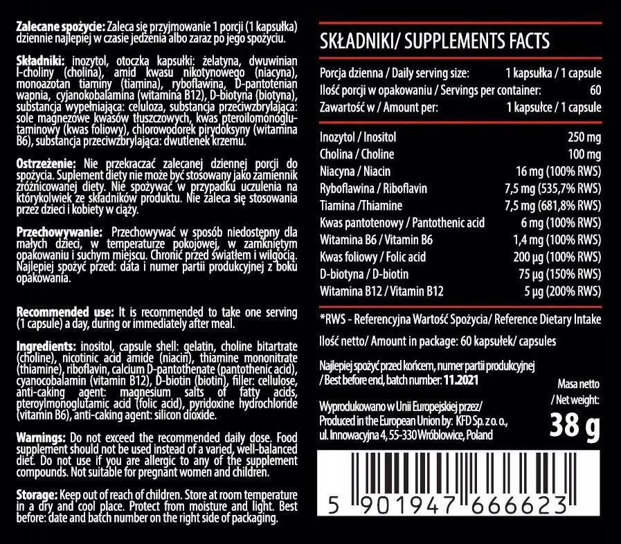 KFD VITAMIN B-COMPLEX SET OF VITAMINS GROUP B 60 CAPS DIETARY SUPPLEMENT Packaging status original