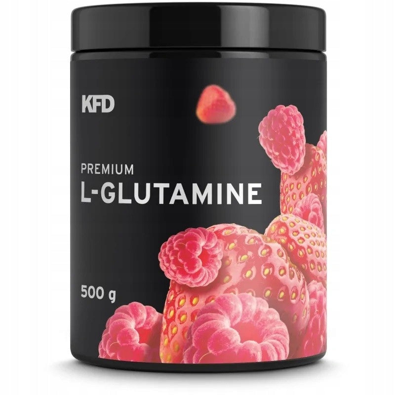KFD glutamine powder Premium L- Glutamine 500g STRAWBERRY-RASPBERRY flavour