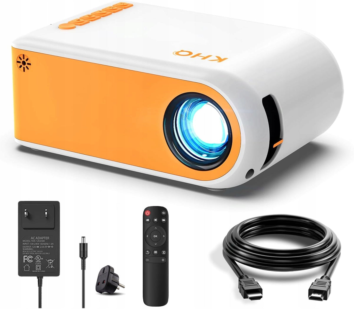 KHQ 2023 Mini WiFi Projector 1080P White Home Theater Android iOS