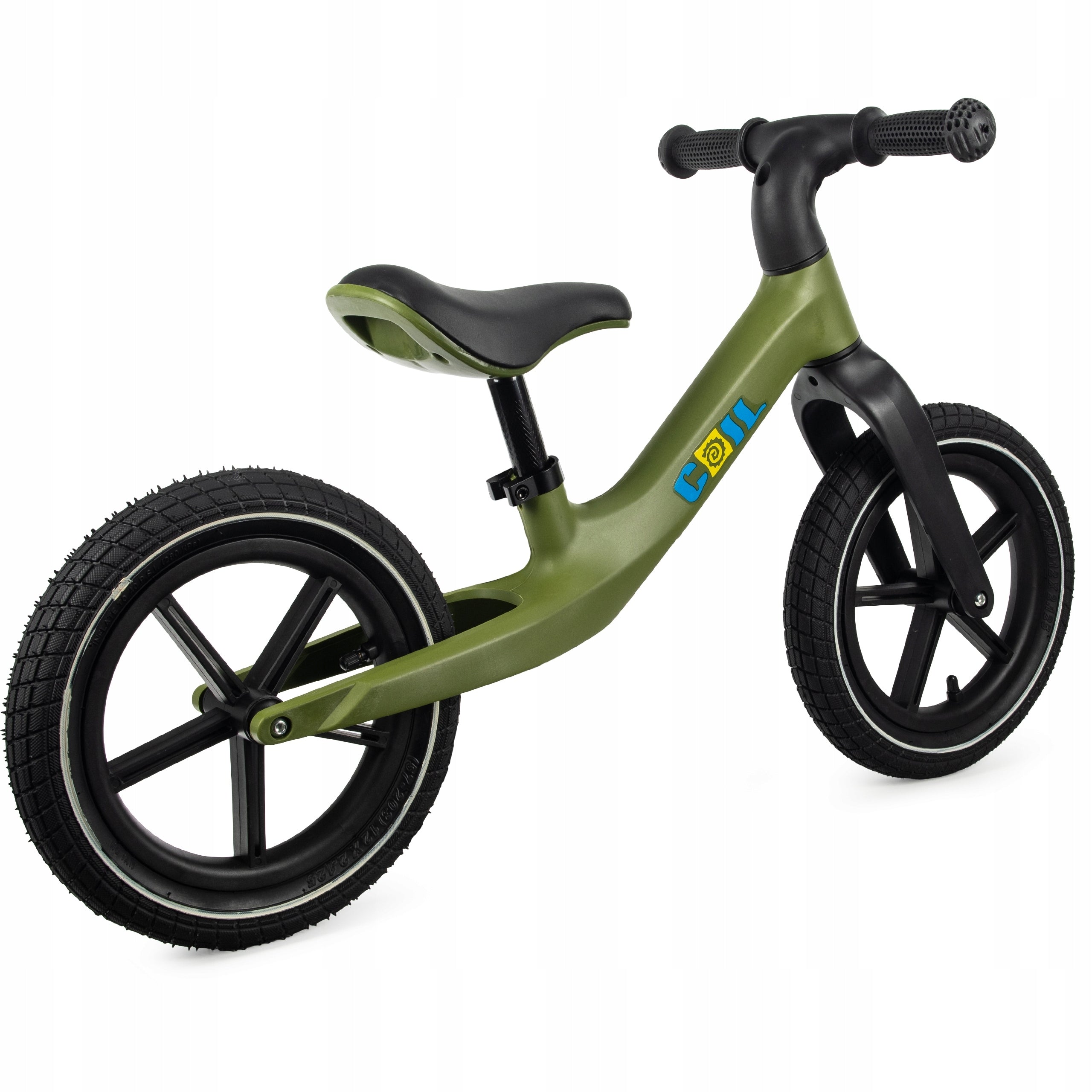 KIDS BALANCE BIKE LIGHTWEIGHT PUMPED WHEELS ADJUSTABLE 12' GREEN Model YH C0756BLACK