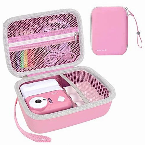 KIDS CAMERA BAG PINK PU EVA WATERPROOF GIFT Leather
