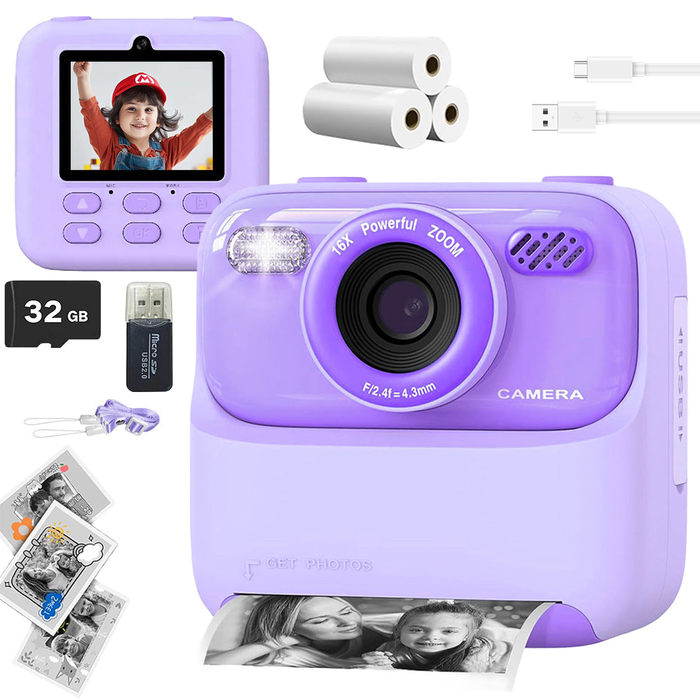 KIDS CAMERA DIGITAL INSTANT USB 1080P PURPLE
