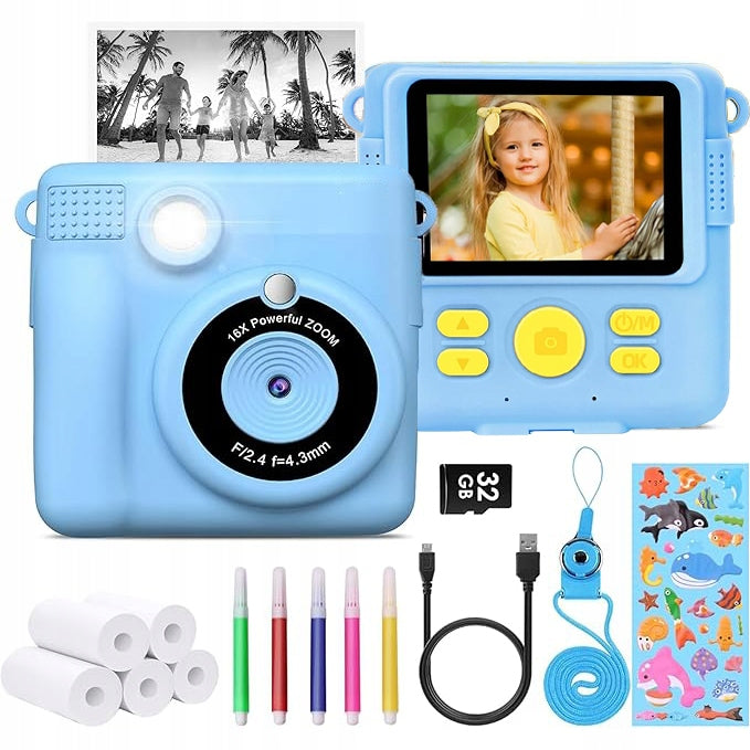 KIDS CAMERA INSTANT PRINT, 2.4'' INSTANT PRINT CAMERA FOR KIDS, BLUE