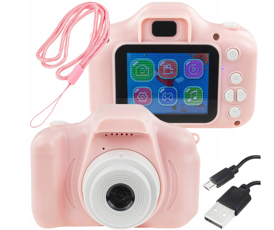 KIDS DIGITAL CAMERA FULL HD 1080p CAMERA GAMES PINK SET