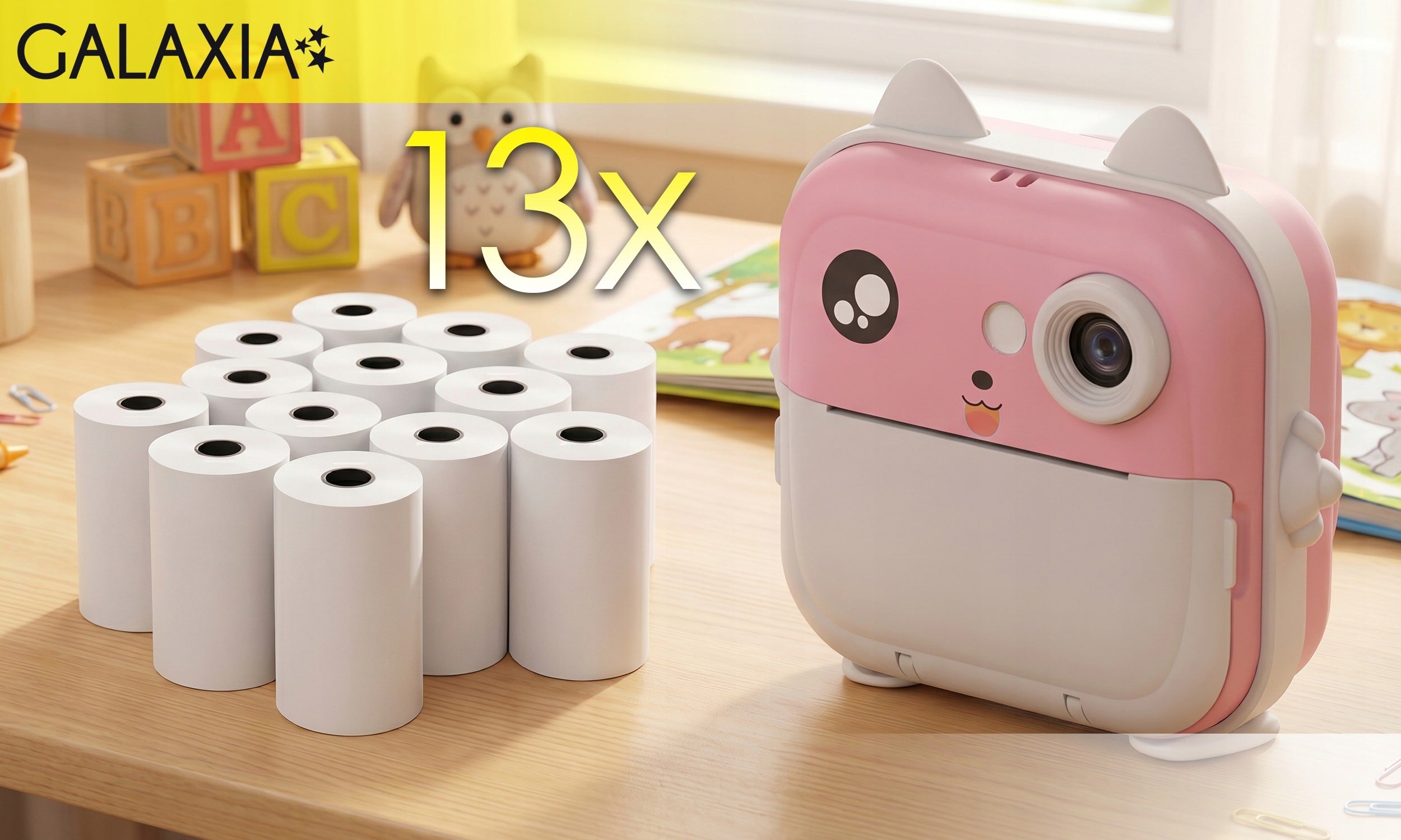 KIDS DIGITAL CAMERA INSTANT PRINTER MINI PRINTER AND 13 ROLLS Manufacturer code GALAXIA Aparat Fotograficzny cyfrowy do zdjęć