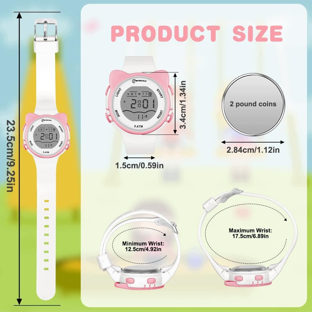 KIDS DIGITAL WATCH WATERPROOF SPORTS LED ALARM CLOCK Crystal other