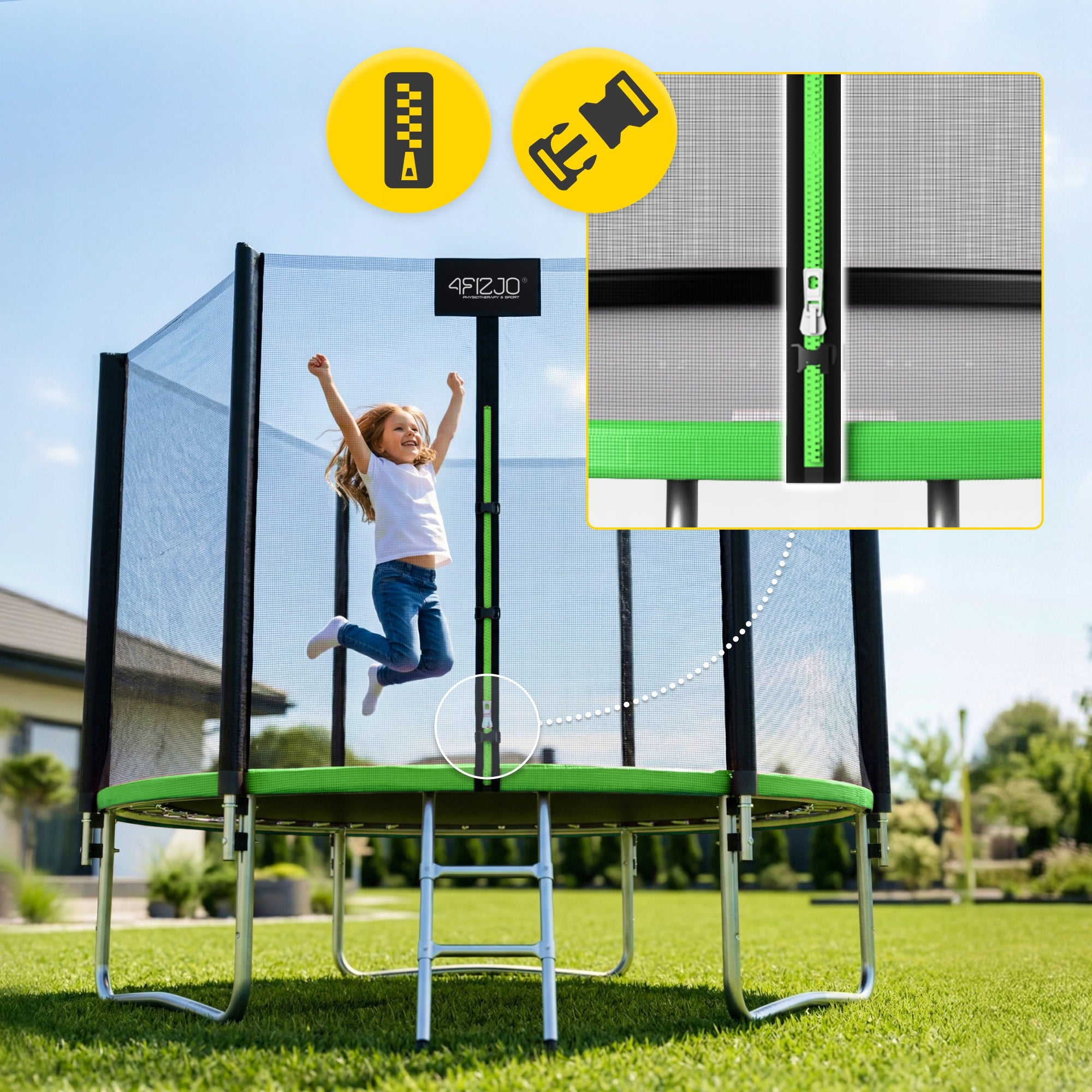 KIDS GARDEN TRAMPOLINE FOR GARDEN WITH MESH LADDER CLASSIC 10 FT Manufacturer code Trampolina ogrodowa dla dzieci TC04