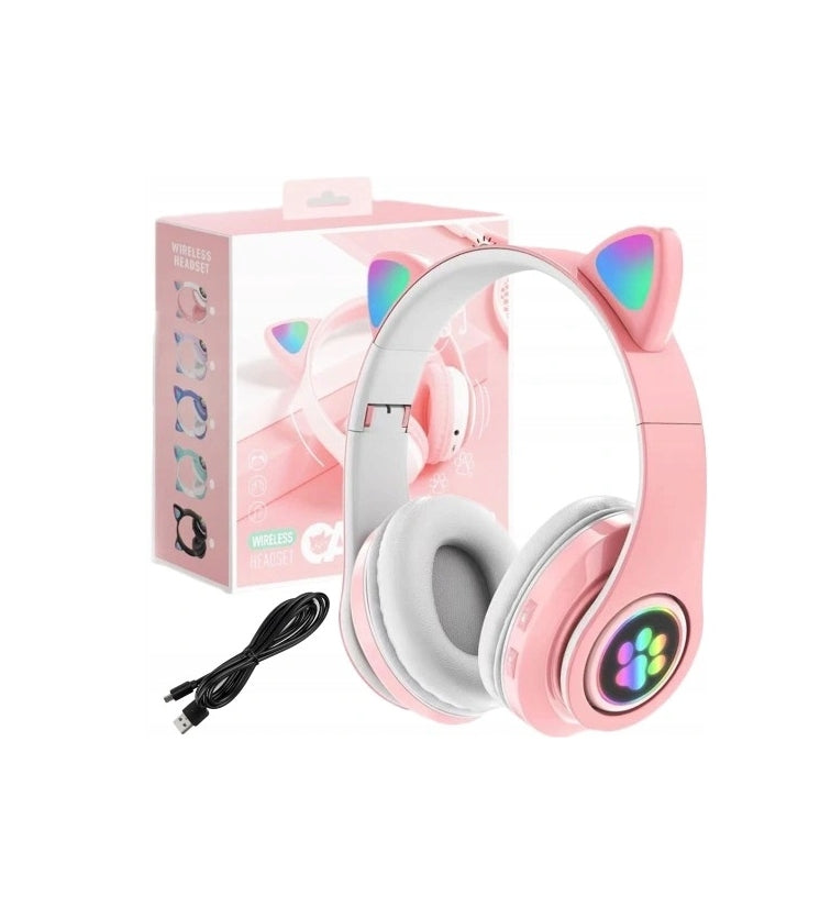 KIDS HEADPHONES Bluetooth On-Ear Cat Ears with Microphone Pink Brand no brand