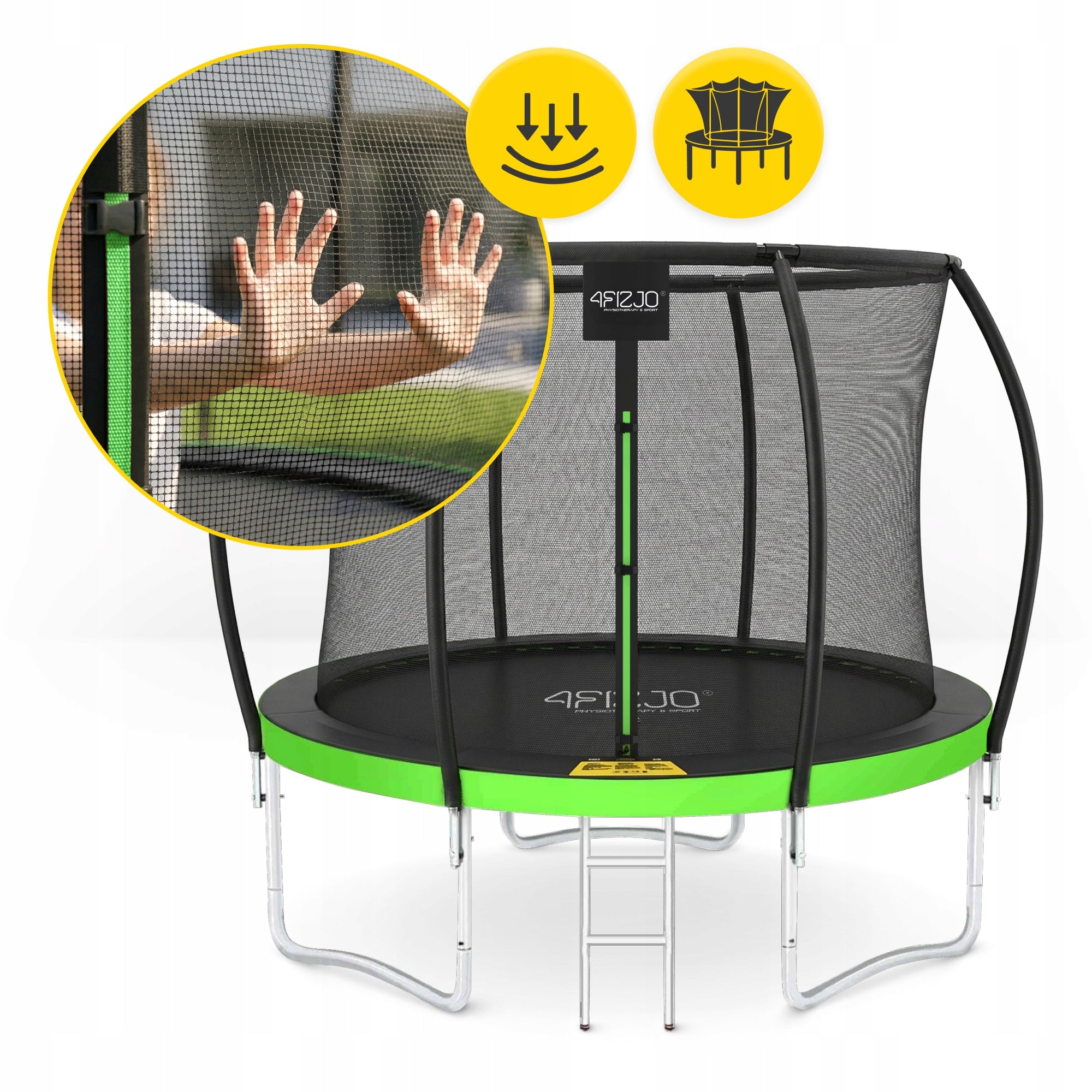 KIDS HOME GARDEN TRAMPOLINE FOR GARDEN WITH MESH LADDER 8 FT Height from ground level 55 cm