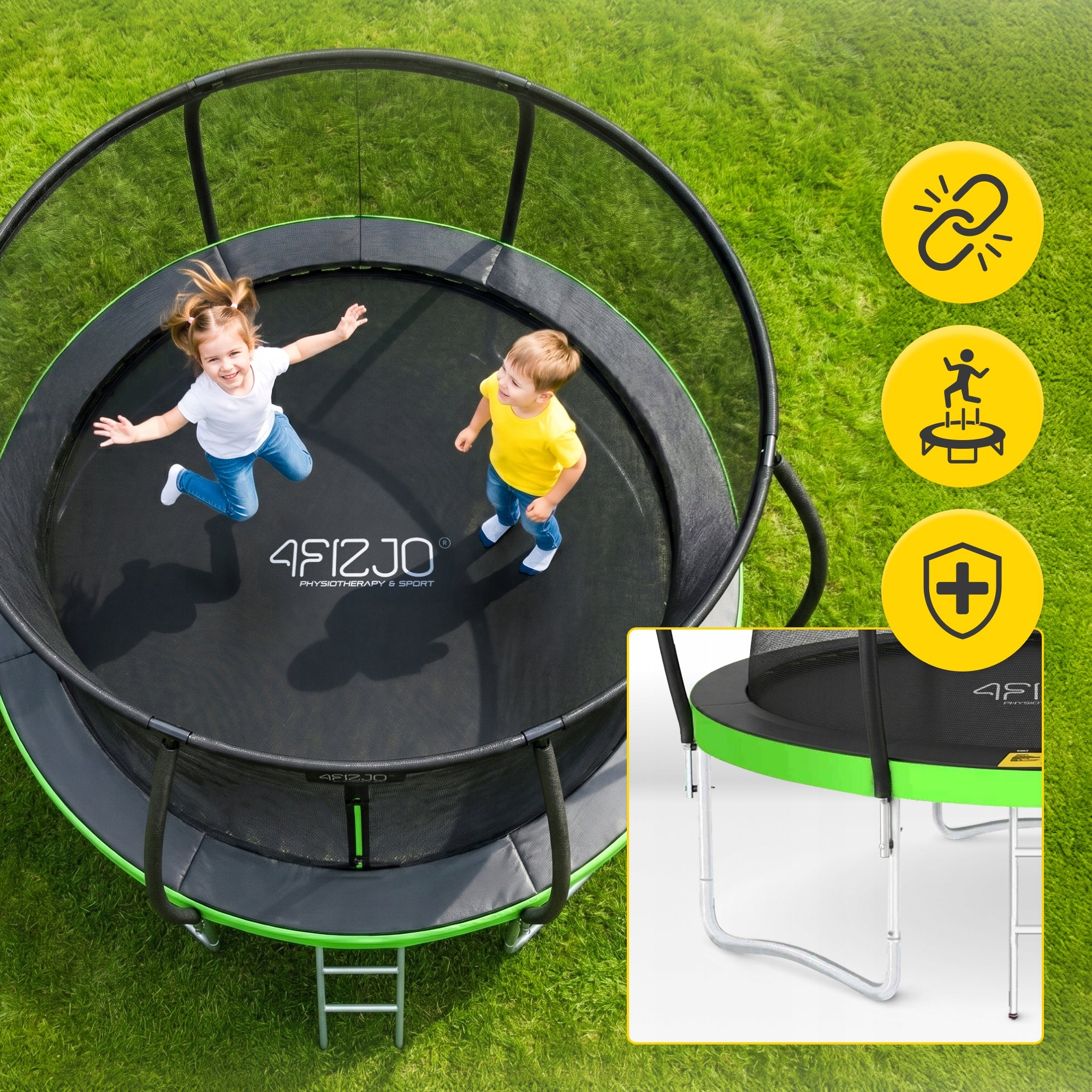KIDS HOME GARDEN TRAMPOLINE FOR GARDEN WITH MESH LADDER 8 FT Packaging status original