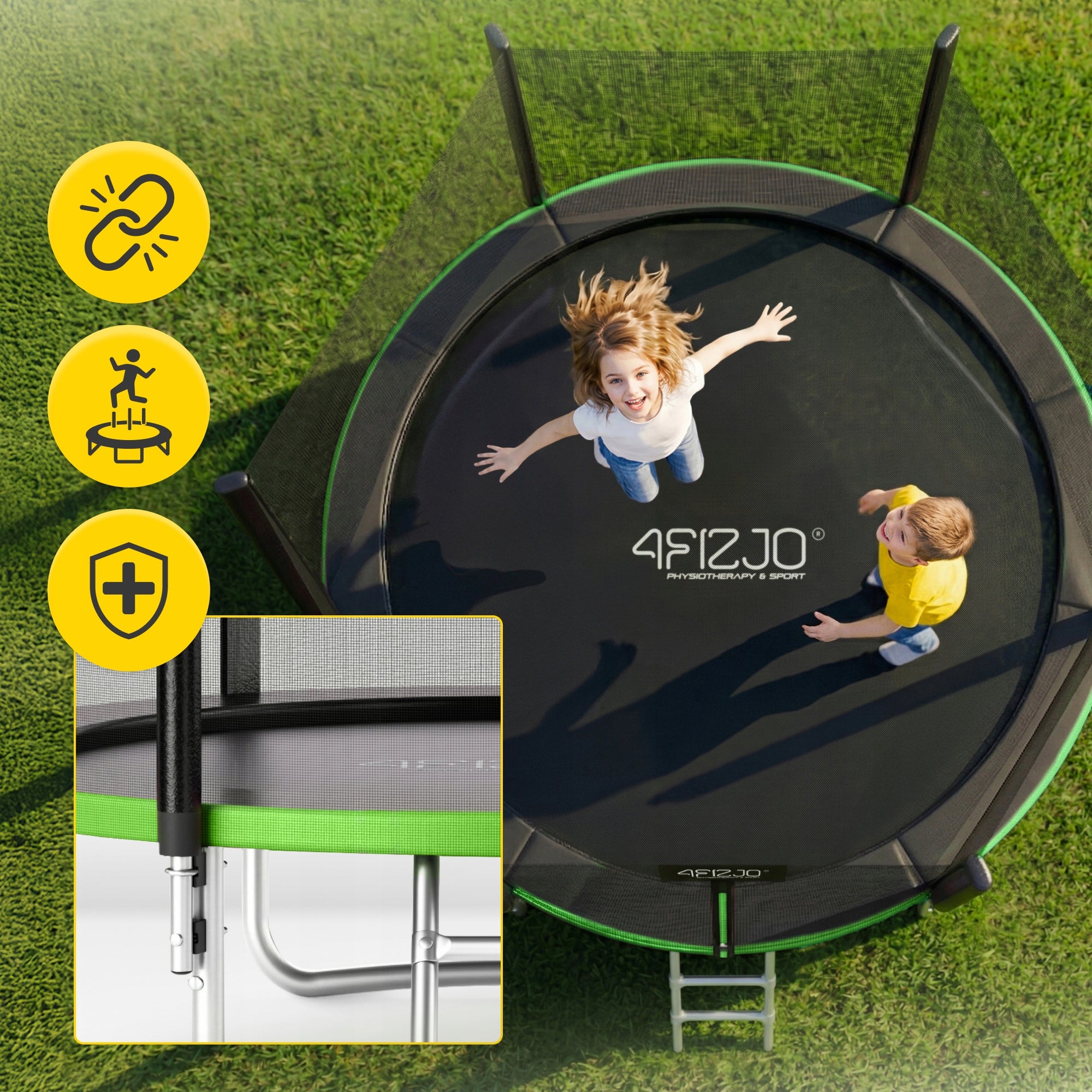 KIDS HOME TRAMPOLINE FOR HOME AND GARDEN WITH 8 FT OUTDOOR MESH Manufacturer code Trampolina ogrodowa CLASSIC 8 FT